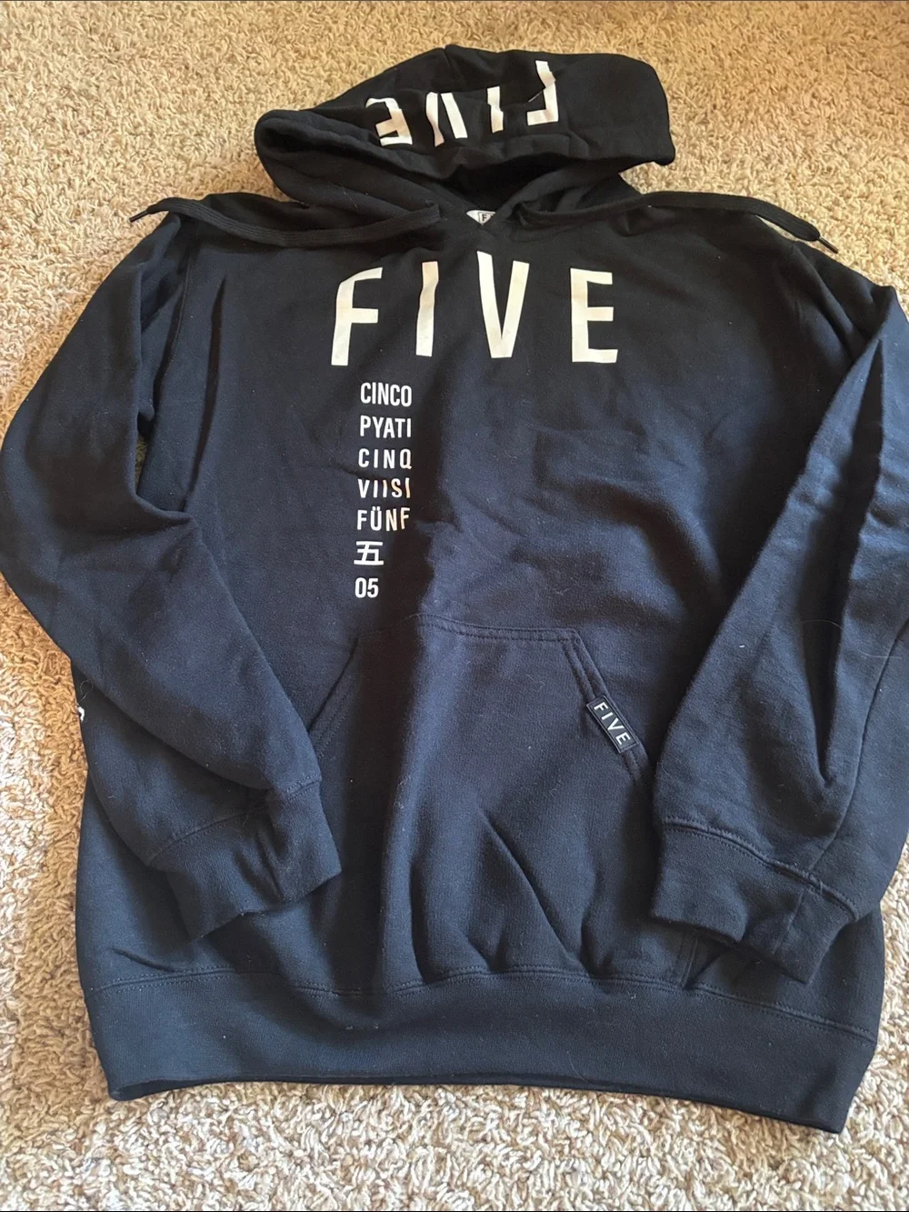 Black 'FIVE' Graphic Women's Hoodie Sweatshirt